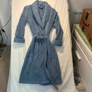 Brooklinen Super Plush Terry Turkish Cotton Blue Unisex Bath Robe sz Small Spa.